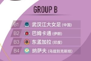 女足亚冠精英赛分组抽签：武汉江大女足与纳萨夫等队同分B组图片